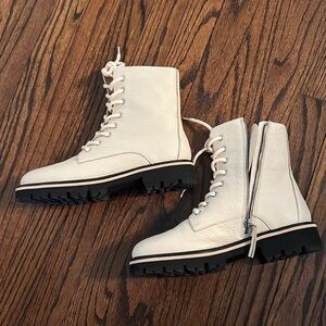 M Gemi perfect condition white leather combat boots